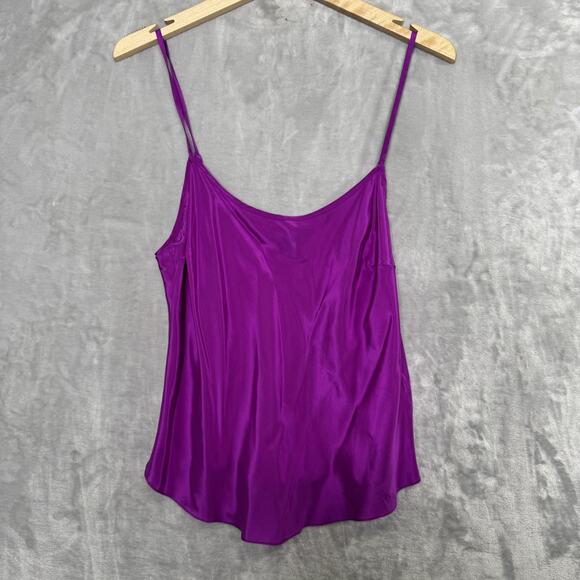 DKNY Blouse Womens Size 12 Purple 100% Silk Sheer Pleated Button Front Top - Picture 9 of 15